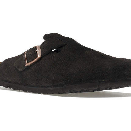 Birkenstock Boston Soft Footbed Suede Mocha 0660461/0660463, trois-quarts avant extérieur