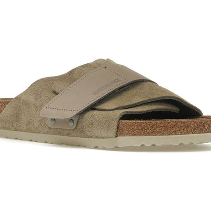 Birkenstock Kyoto Nubuck Suede Taupe 1015572/1015573, trois-quarts avant extérieur