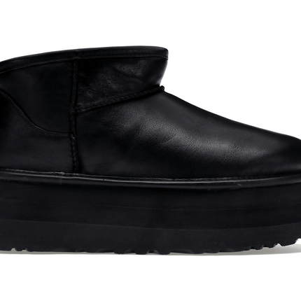 UGG Classic Ultra Mini Platform Boot Black Leather 1141510-BLLE, vue principale