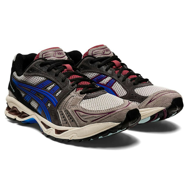 Asics Gel-Kayano 14 Oyster Grey Illusion Blue 1201A161-025, paire de trois-quarts avant