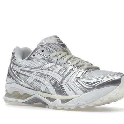 Asics Gel-Kayano 14 JJJJound Silver White 1201A457-100, trois-quarts avant extérieur