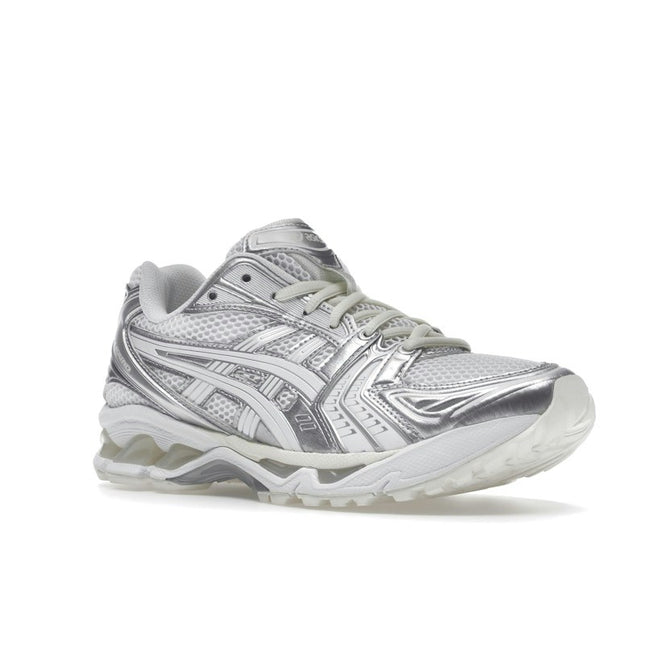 Asics Gel-Kayano 14 JJJJound Silver White 1201A457-100, trois-quarts avant extérieur