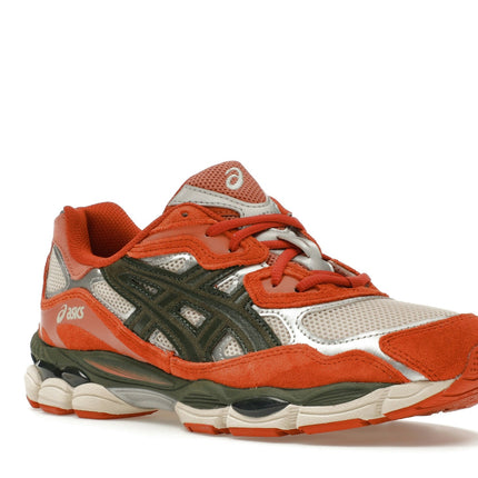 Asics Gel-NYC Oatmeal Forest Green Orange 1201A789-251, trois-quarts avant extérieur
