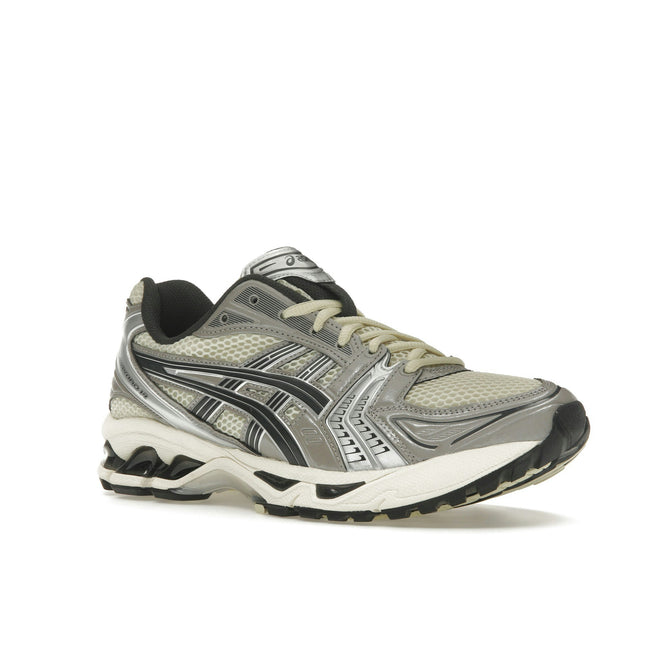 Asics Gel-Kayano 14 Oyster White Steeple Grey 1203A537-250, trois-quarts avant extérieur