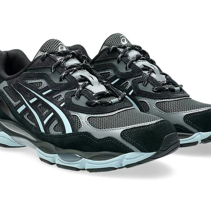 Asics Gel-NYC atmos Laguna Gem Blue Topaz 1203A577-001, trois-quarts avant de la paire