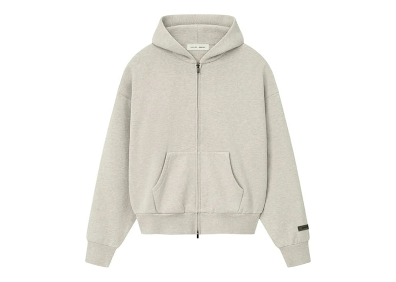 Fear Of God Essentials Classic Fleece Zip-Up Hoodie Heather Stone