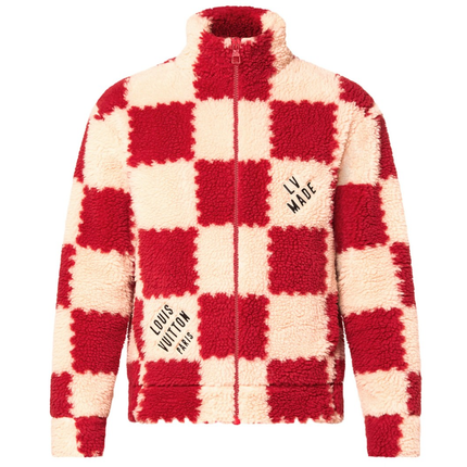Louis Vuitton x Nigo Jacquard Damier Fleece Blouson Garnet Red 1A9GKK, vue principale