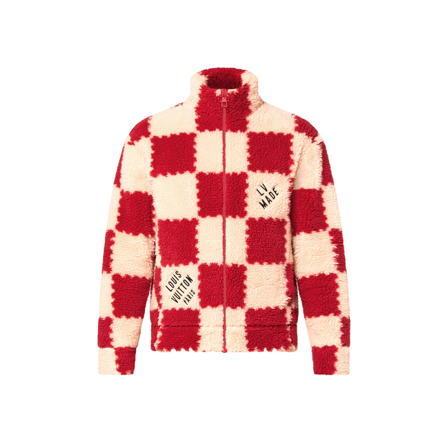 Louis Vuitton x Nigo Jacquard Damier Fleece Blouson Garnet Red 1A9GKK, vue principale