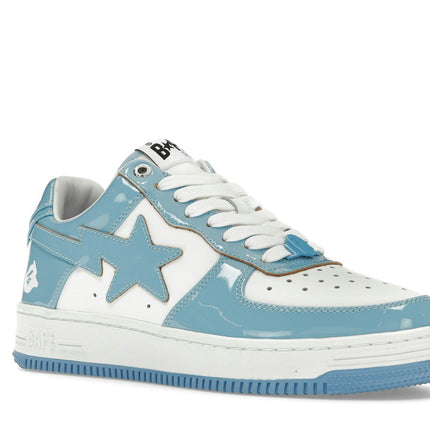 Bape Sta Patent Leather Blue White 1I70-291-001-SAX/1I70-191-002-SAX, trois-quarts avant extérieur