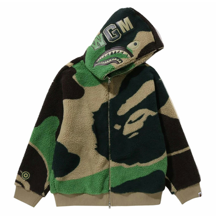 Bape Mega ABC Camo Shark Boa Hoodie Jacket Green 1J70-140-027, vue principale