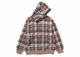 Bape Logo Check Pattern Shark Full Zip Hoodie Beige 1J80-115-052, vue principale