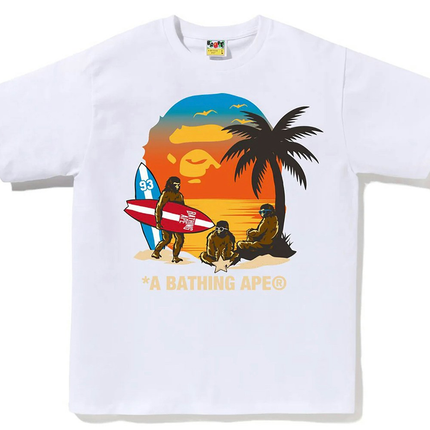 Bape Sunset Beach Ape Head Tee White 1K70-110-003, vue principale