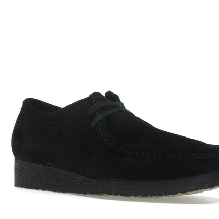 Clarks Originals Wallabee Boot Black Suede 26155519, trois-quarts avant extérieur