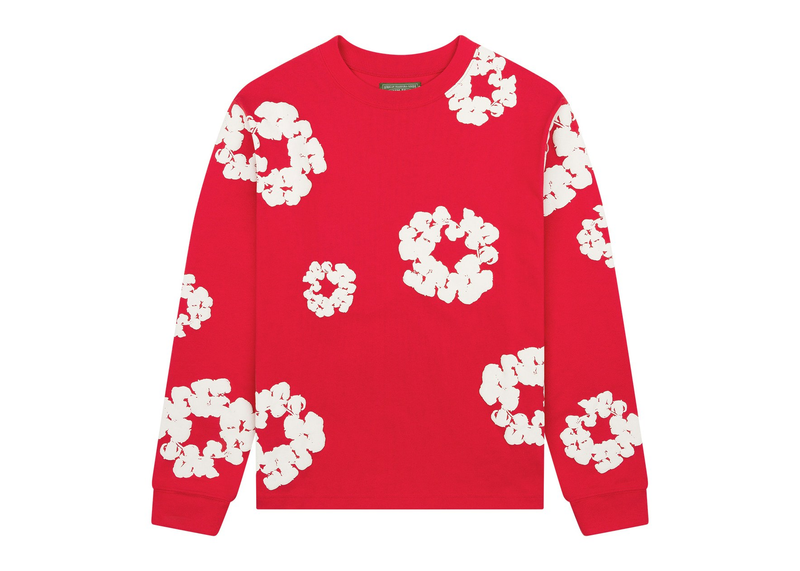 Denim Tears Long Sleeve Cotton Wreath T-Shirt Red