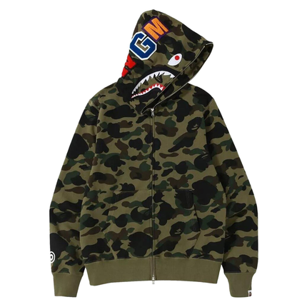 Bape 1st Camo Shark Full Zip Hoodie Green, vue principale