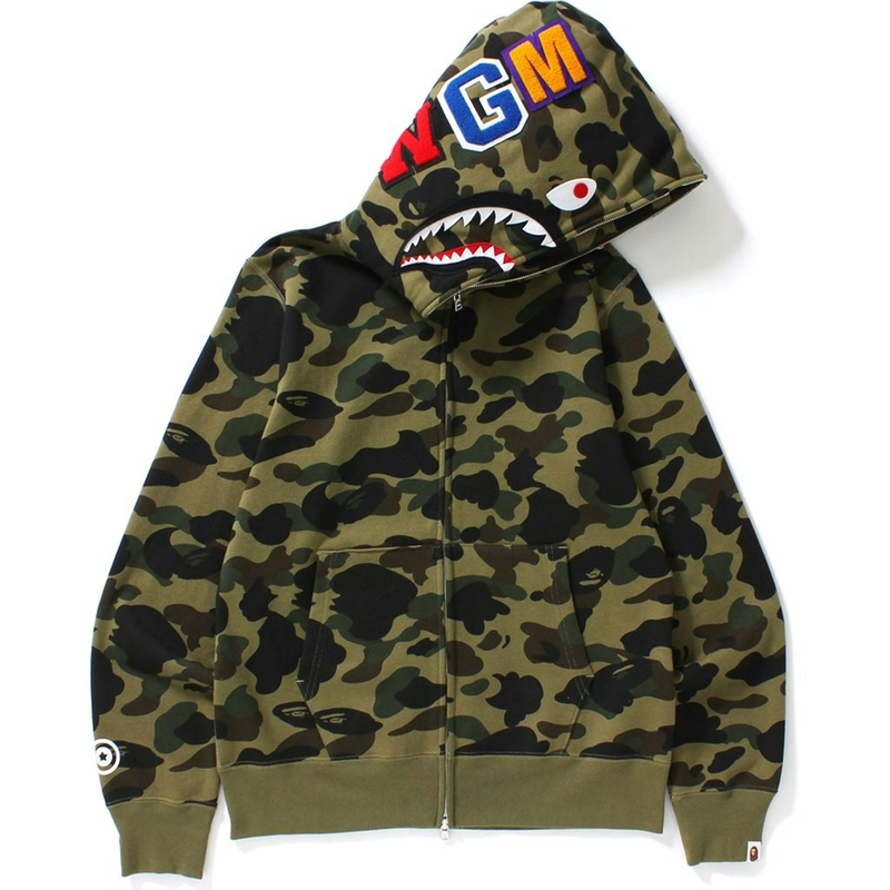 Bape 1st Camo Shark Full Zip Hoodie Green