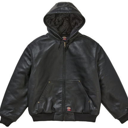 Supreme Dickies Hooded Leather Work Jacket Black 7a9b1642-e773-4b44-a487-b0f62d77d16c, vue principale