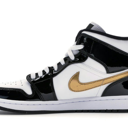 Air Jordan 1 Mid Patent Black White Gold 852542-007, profil intérieur