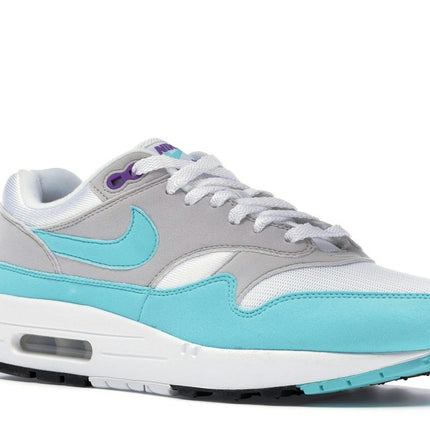 Nike Air Max 1 Anniversary Aqua 908375-105, trois-quarts avant extérieur