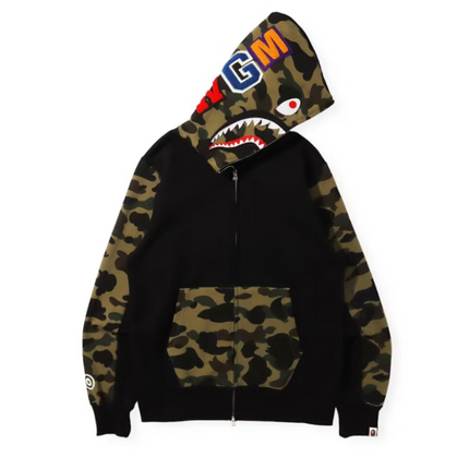 Sudadera con capucha y cremallera completa Bape 1st Camo Shark (FW21) Negro