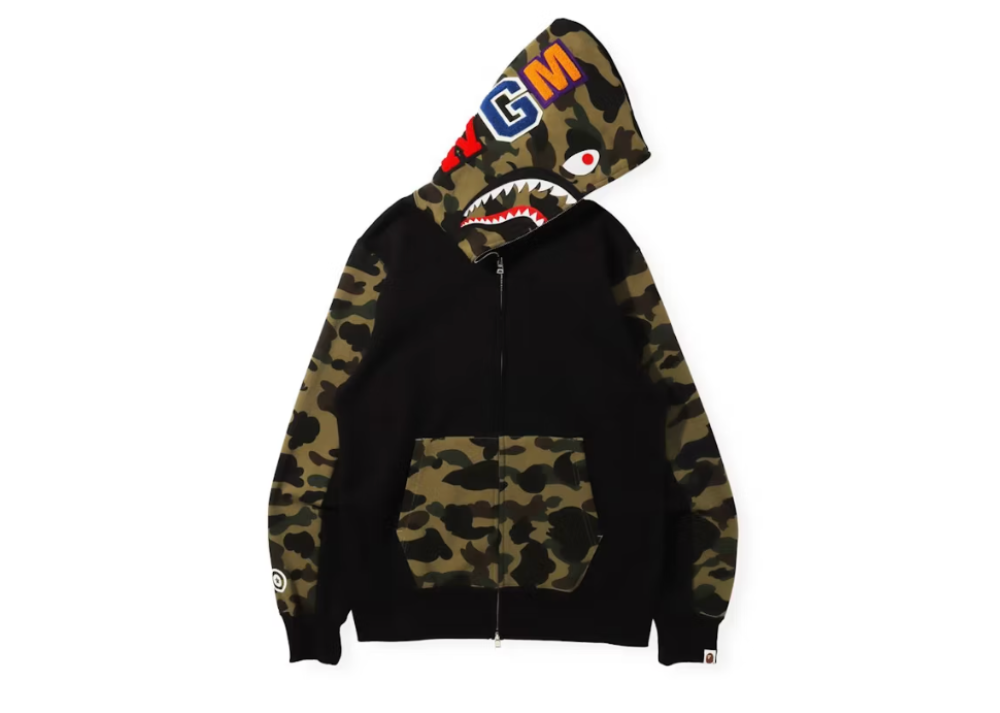 Bape 1st Camo Shark Full Zip Hoodie FW21 Black Coproom