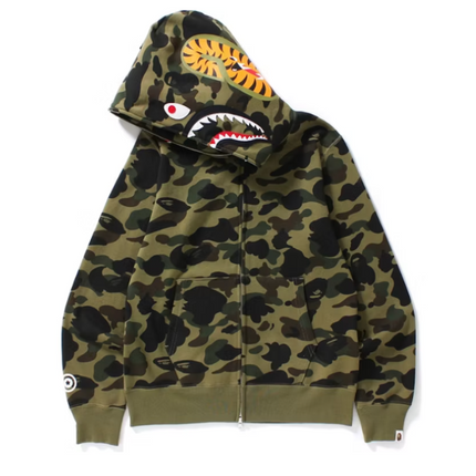 Bape 1st Camo Shark sudadera con capucha y cremallera completa verde