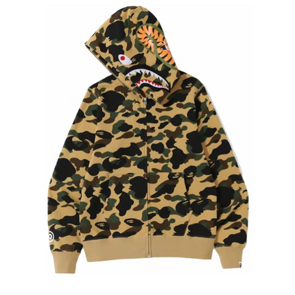 Bape 1st Camo Shark Sudadera con capucha y cremallera completa Amarillo