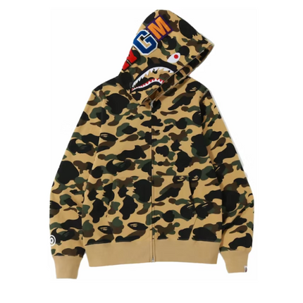 Bape 1st Camo Shark Sudadera con capucha y cremallera completa Amarillo