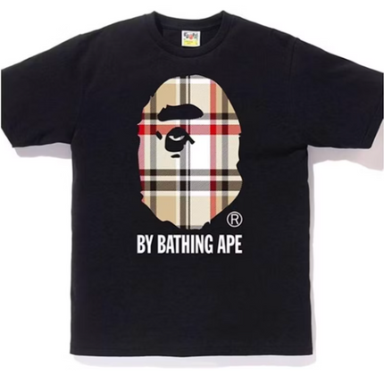 Bape A Bath Ape Check de Bath Tee Negro/Beige 