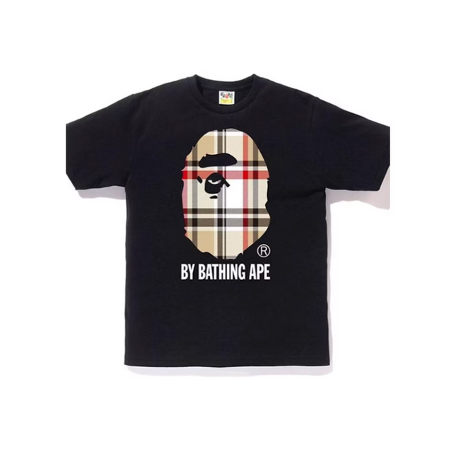 Bape A Bath Ape Check de Bath Tee Negro/Beige 