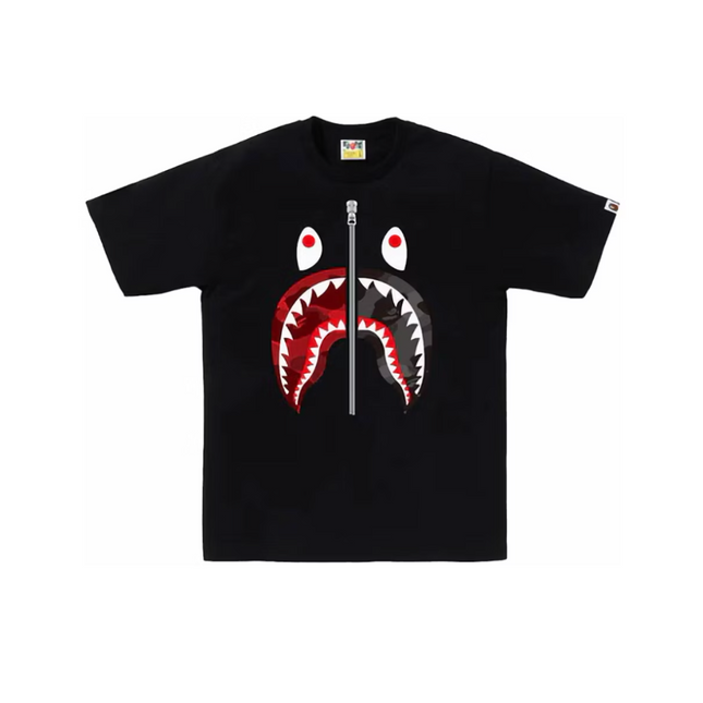 Camiseta Bape ABC Camo Rebuild Shark Negro/Rojo