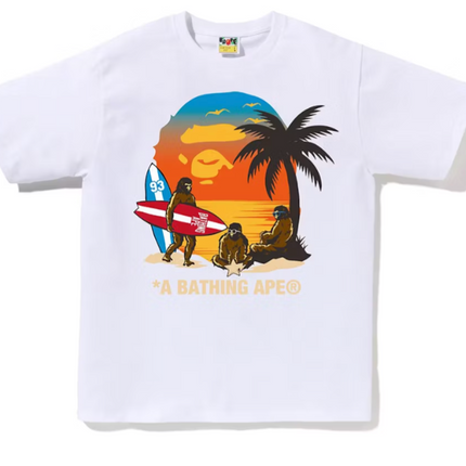 Camiseta Bape Sunset Beach Ape Head Blanca