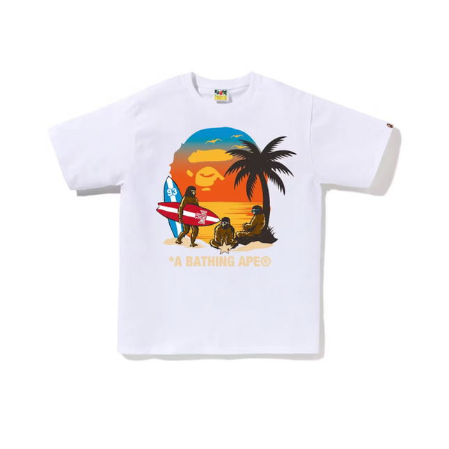 Bape Sunset Beach Ape Head Tee White