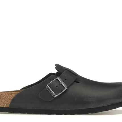 Birkenstock Boston Cuero Engrasado Negro