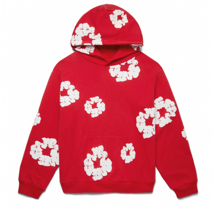 Sudadera con corona de algodón con lágrimas de denim Rojo