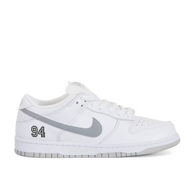 Nike SB Dunk Low Supreme 94 White Metallic Silver