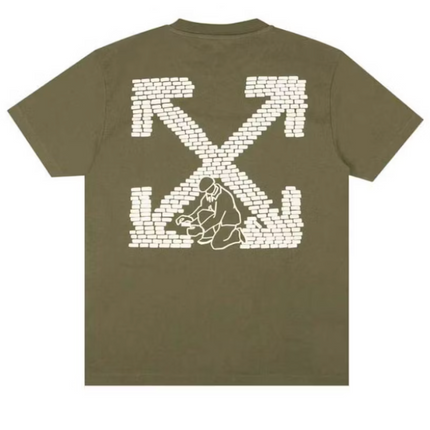 Off-White Bricks Arrow Slim S/S Tee Army Green