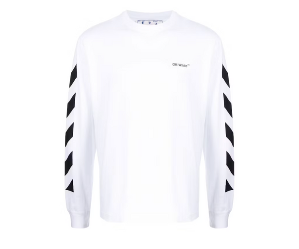 Off White Diagonal Helvetica Long Sleeve T Shirt White Black Coproom
