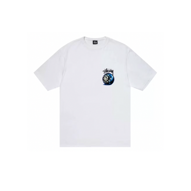 Camiseta Stussy Born X Raised 8 Ball blanca