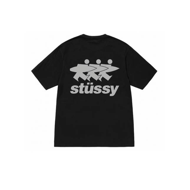 Camiseta Stussy Surfwalk pigment teñida negra 