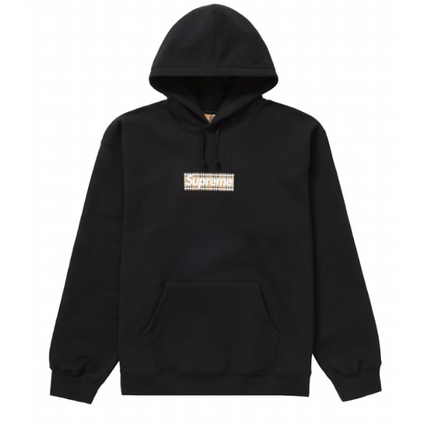 Supreme Burberry Box Logo Hooded Sweatshirt Black