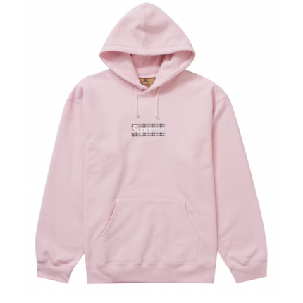 Supreme Burberry Box Logo Hooded Sweatshirt Light Pink