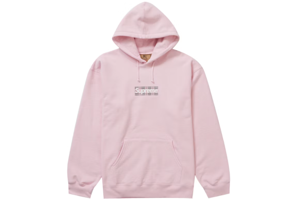 Sudadera con capucha Supreme Burberry Box Logo rosa claro