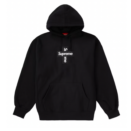 Supreme Cross Box Logo Hooded Sweatshirt Black