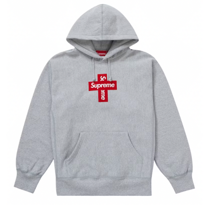 Sudadera Con Capucha Supreme Cross Box Logo Gris Jaspeado