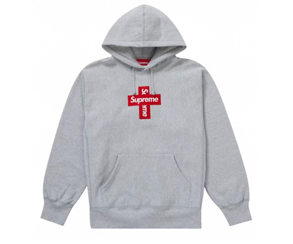 Supreme Cross Box Logo Hooded Sweatshirt Heather Grey – Coproom