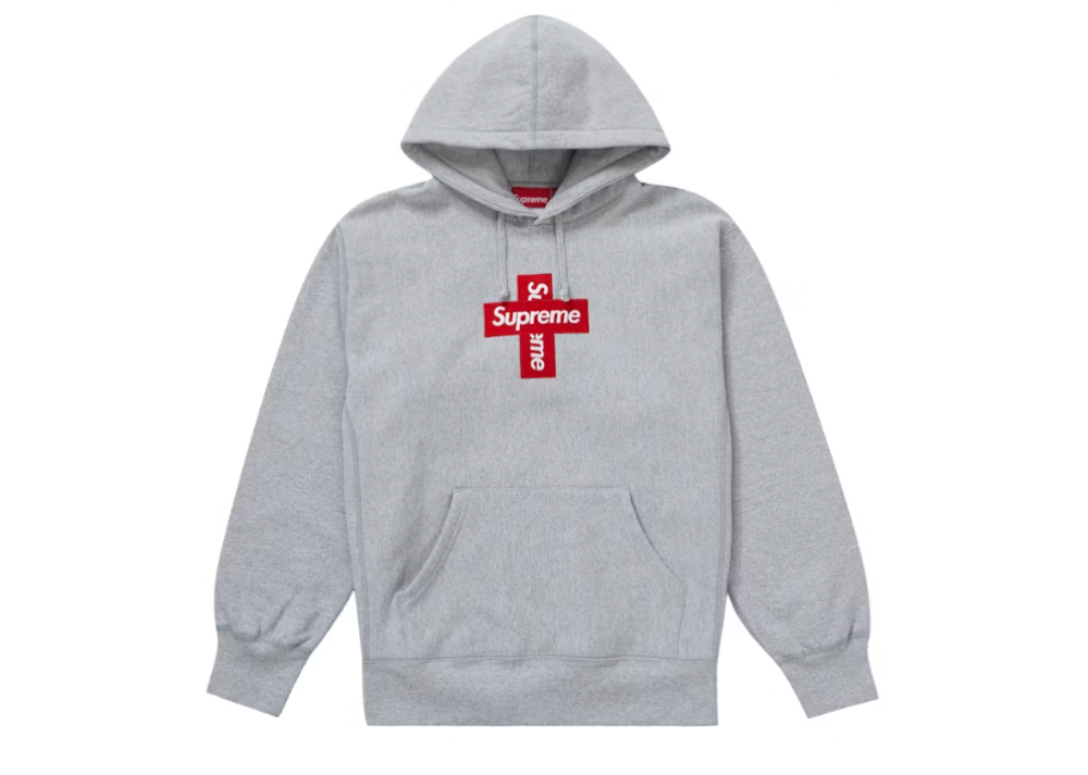 Supreme grey hoodie red box logo shop