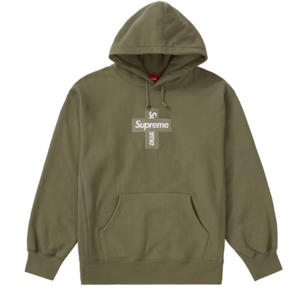 Supreme Cross Box Logo Hooded Sweatshirt Light Olive