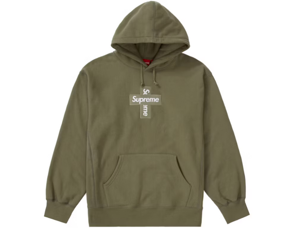 Supreme Cross Box Logo Hooded Sweatshirt Light Olive – Coproom