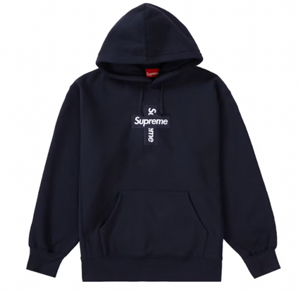 Supreme Cross Box Logo Hooded Sweatshirt Navy